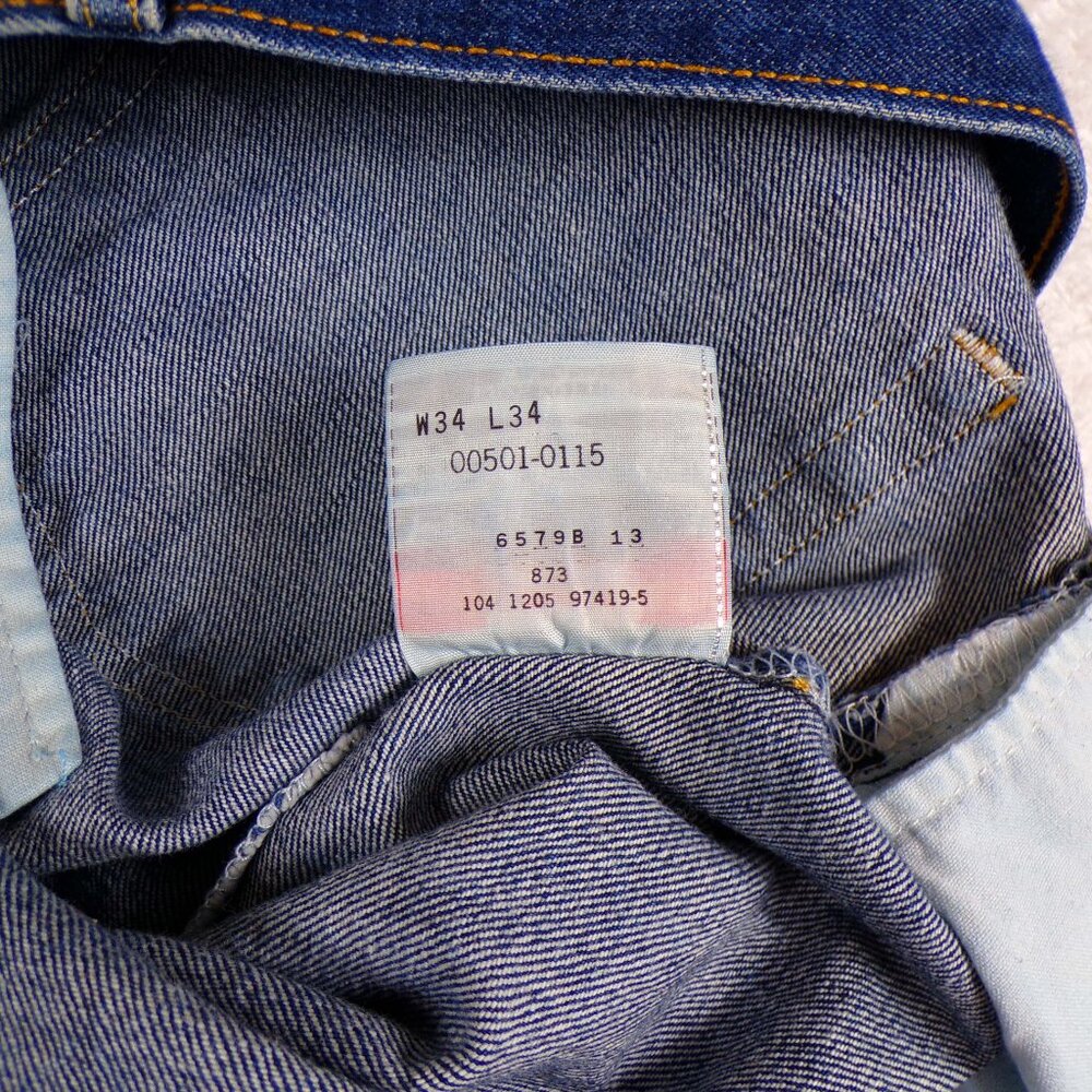 VTG Levi's 501XX Mens 34X34 Denim Jeans Straight Leg Button Fly @R Tag CW1205 - Picture 3 of 10